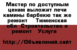 Мастер по доступным ценам выложит печи,камины,барбекю,так же ремонт. - Тюменская обл. Строительство и ремонт » Услуги   